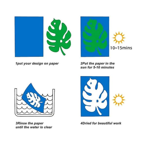 60 st Cyanotyp papper A5 soltryck konstkit Högkänsligt solpapper Soltryck papper Ritkonst