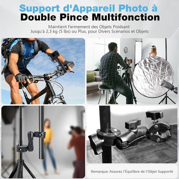 Universal Double Clamp Umbrella and Camera Mount - Universal Mount with 38mm Clamp, Suitable for Walkers, Strollers, and Bicycles