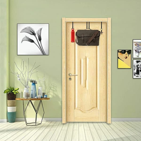 4 Pcs Black Door Hangers without Drilling Z-Shaped Door Hook with