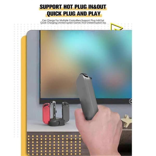 4 i 1 Mini Opladningsdock til Joycon Controller Hurtig Opladningsdockstation med LED-indikator til Joycon