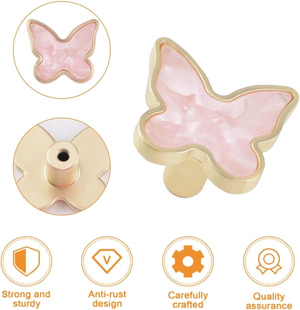 Decorative Butterfly Kitchen Cabinet Knobs, 6-Pack Creative Dresser Drawer Handles Furniture Cabinet Handles