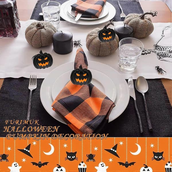 6 stk. Halloween servietringesæt græskar servietringholdere sorte uhyggelige metallegering servietspænder til Halloween