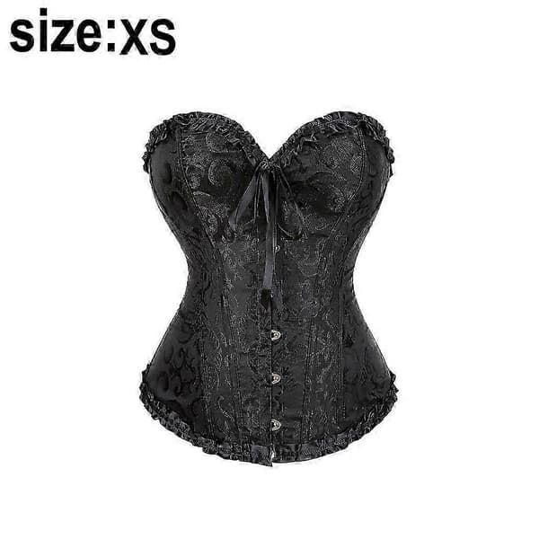 Dame Snøring Udbenet Overbust Korset Bustier Lingeri Bodyshaper Top Prinsesse Korset - Sort
