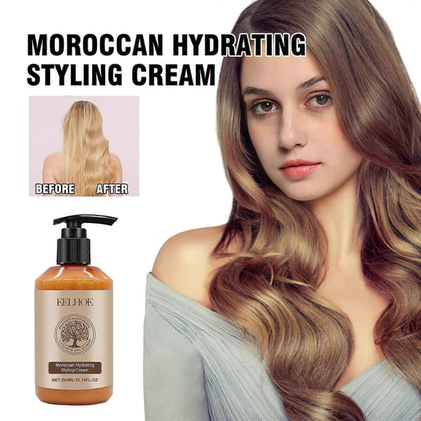 EELHOE Marokkansk Hydrerende Stylingkrem, Fullfør Glansen Hårfuktighetsgivende Glatt Korthåret Fluffy Elastin 2PCS