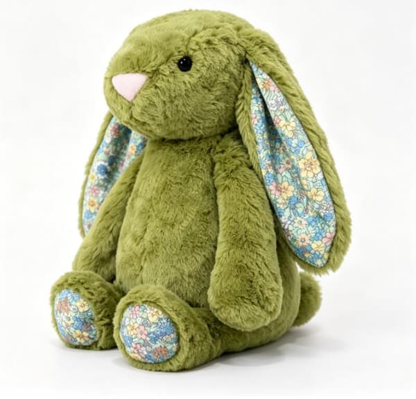 Jellycat Grønn Blomstret Kanin Flat Leke, middels størrelse, 36cm
