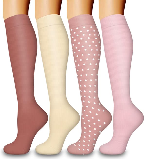 4 Pairs Unisex Compression Socks - Optimal Support for Nurses, Runners & Sports Enthusiasts | Circulation-Promoting Design
