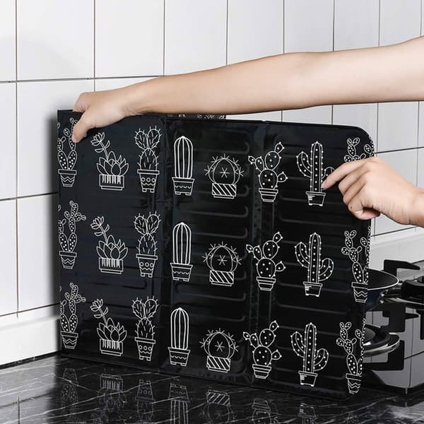 Non-stick Splatter Shield with 3 Sides for Frying Pan, Adjustable 3-Panel Splatter Guard with Foldable Design, High-Temperature Aluminum Foil Oil