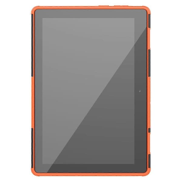 För Lenovo Tab E10 Däcktextur Stötsäkert TPU+PC Skyddsfodral med Hållare För Lenovo Tab E10 Orange