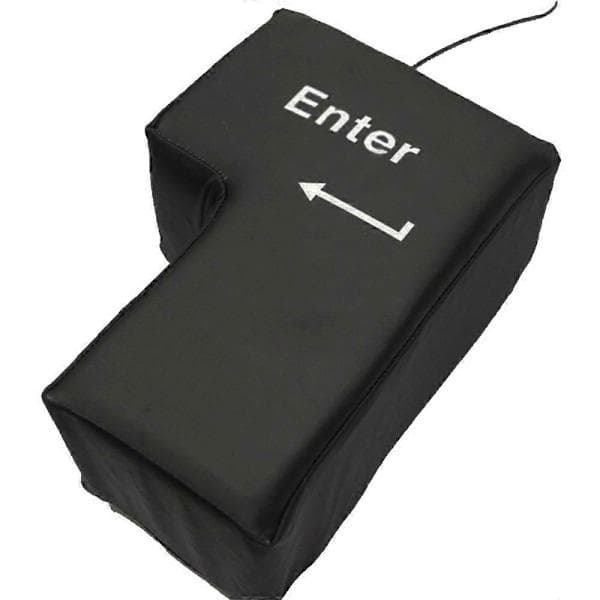 Stor Enter-knap USB Computer Skrivebordspude Kreativ Ventil Enter-tast Håndpude (Sort)