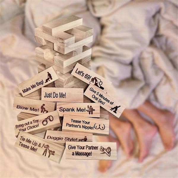 48 stk. Dating Night Game Tumbling Tower, Træklodsspil til par, Paraktiviteter og Date Night-idéer