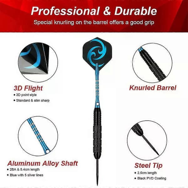 6-pak 24g Dartpile Steeldart Professionelt Stål Darts Sæt Rustfrit Stål 16 cm