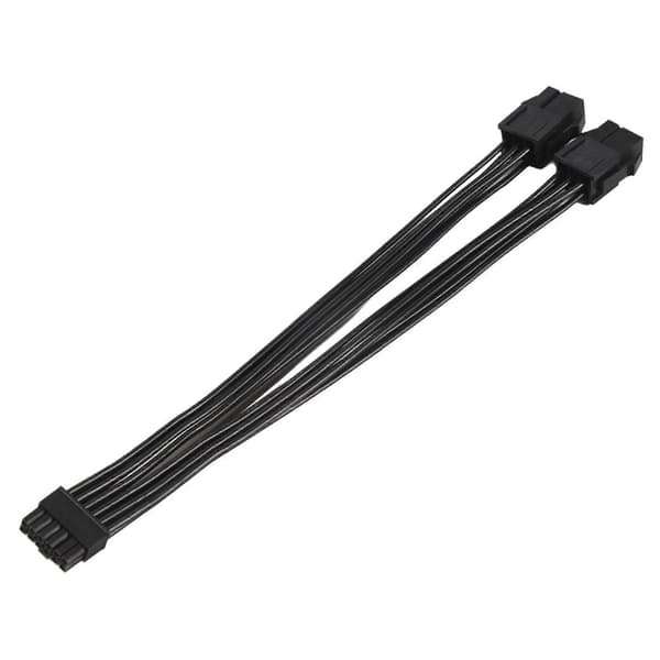 Dobbelt 6-benet til Mini 12-benet GPU-videokort strømkabel til RTX30-serien 3070 3080 3090, 20 cm (7,8 tommer) Black