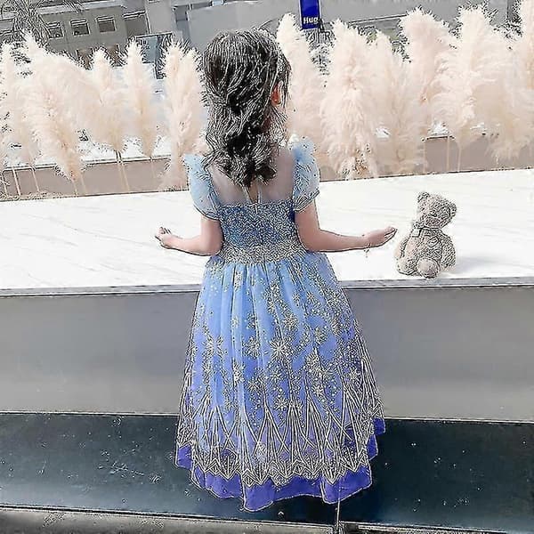 Pigernes sommerkjoler Prinsesse Elsa Cosplay fødselsdagsfestkjoler 130