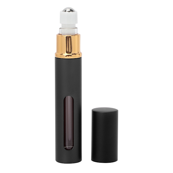 Mini Refillable Perfume Bottle Alumite Visible Portable Leak-proof Empty Roll-On Bottle 10ml Black