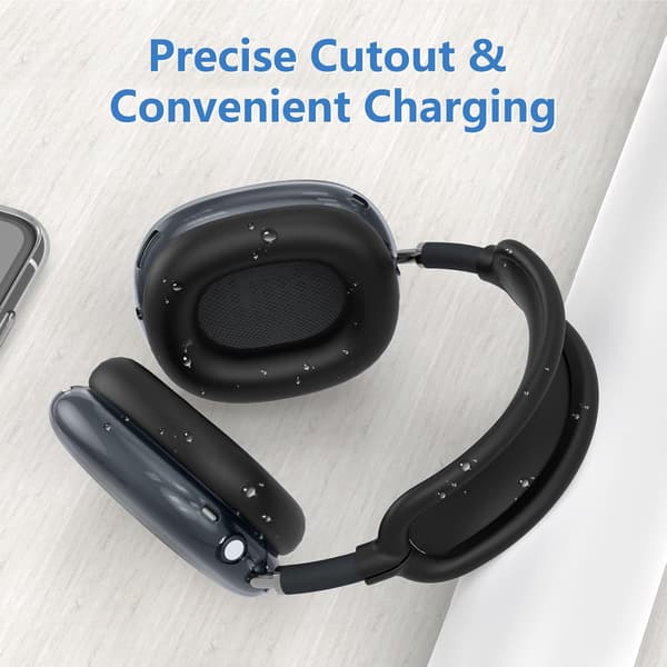 Etui til Airpods Max 1/2, gennemsigtigt og TPU-tilbehør (kompatibelt, sort) Black