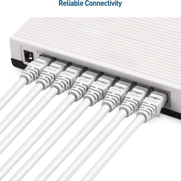5-pack 10 Gbps Snagless Kort Cat6 Ethernet-kabel (Cat6-kabel, Cat 6-kabel) Vit White 5m