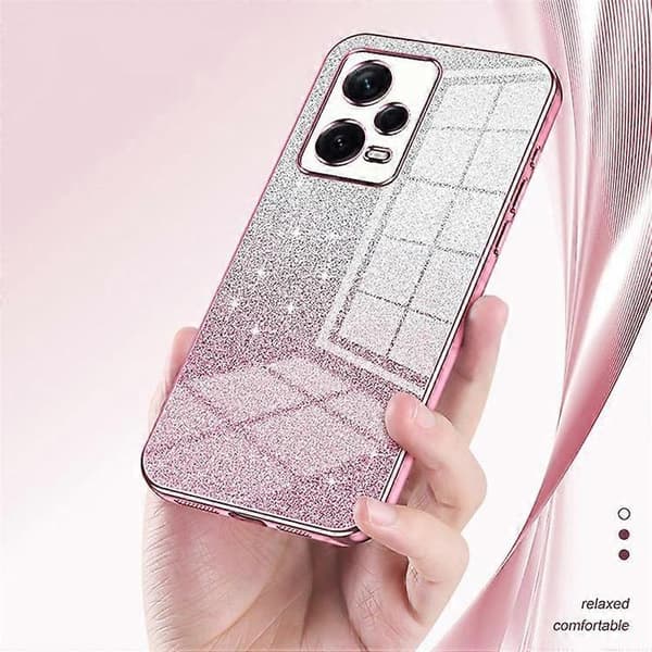 Baksida Skal Kompatibelt För Xiaomi Redmi Note 12 Pro+ 5G Exakt Utskärning Gradient Glitter TPU Mobiltelefonfodral Silver
