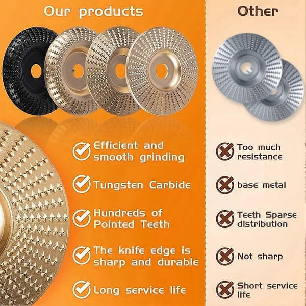 4-pack Angle Grinder Wood Carving Disc Set Wood Shaper Carving Disc for Angle Grinder Accessories Wood Shaping Tools