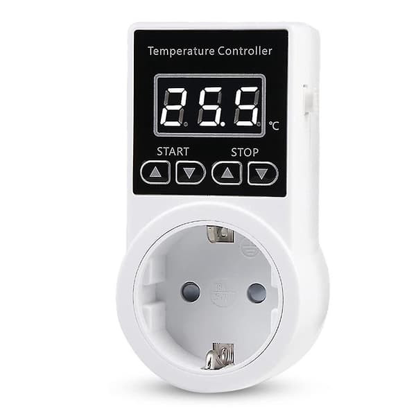 1 stk. termostatstik med sensor, digital temperaturregulator, vandtæt temperaturafbryder EU-stik