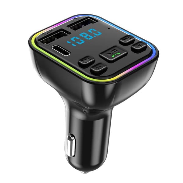 2023 Bluetooth 5.3 FM-sender til bil, stærkere dobbelte mikrofoner dyb baslyd, 48W PD&QC3.0 biloplader Bluetooth-adapter