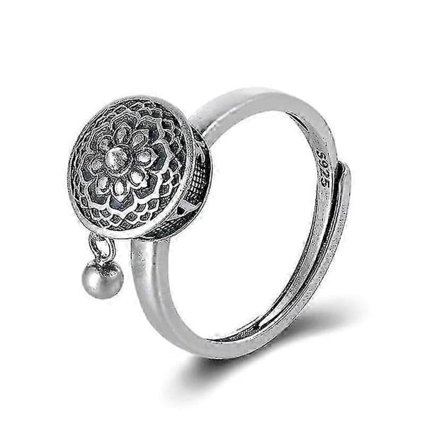 Silver Buddhistringar Dam Tibetanska Bönshjulsringar Mandala 7 Chakra Ringar Lyckobringande Damringar