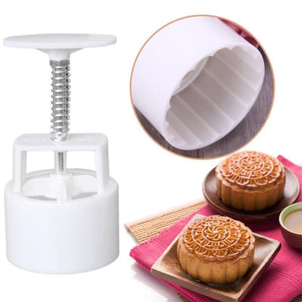 Månekakeform Presser, 4 stk Bakeform Håndpressesett Med 12 stk Former For Baking Kaker Kjeks Desserter