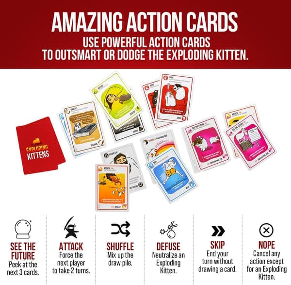 Exploding Kittens Original Familie Kortspill 56 Kort Alder 7+ 2-5 Spillere 15 Min Spilletid