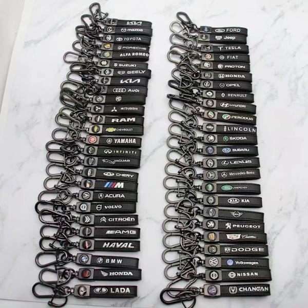 Personlig metallbilnyckelring med logotyp - Lädernyckelring för män Zero Run Zero Run Zero Run Silver Hardware