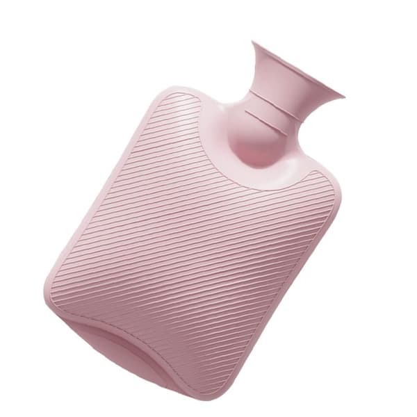 PVC Värmeflaska, explosionssäker, bärbar, med tvättbart överdrag, rosa, 2000 ml 0.3