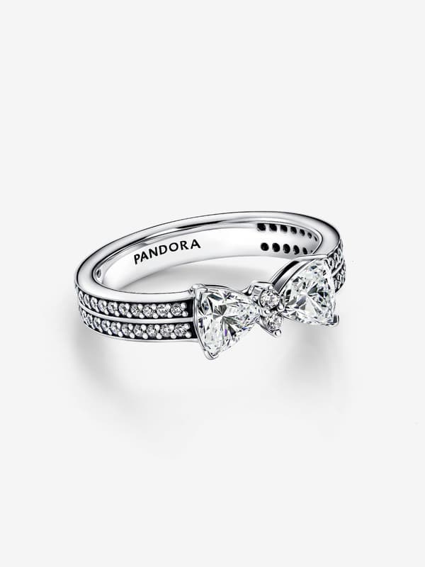 Pandora – Gnistrende sløjfe, dobbelt række ring – Sterlingsølv Circumference: 56mm