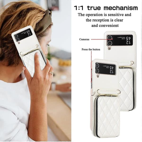 Lynlåspung læderetui til Samsung Galaxy Z Flip4 White