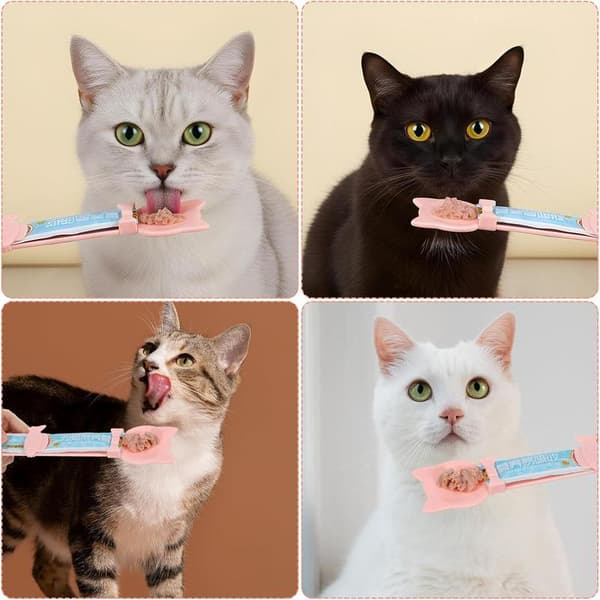 Kattgodbitsskje, Katter Godbitsskje Klem, Multifunksjonell Slikkbar Godbitdispenser for Våtfôr, Rosa