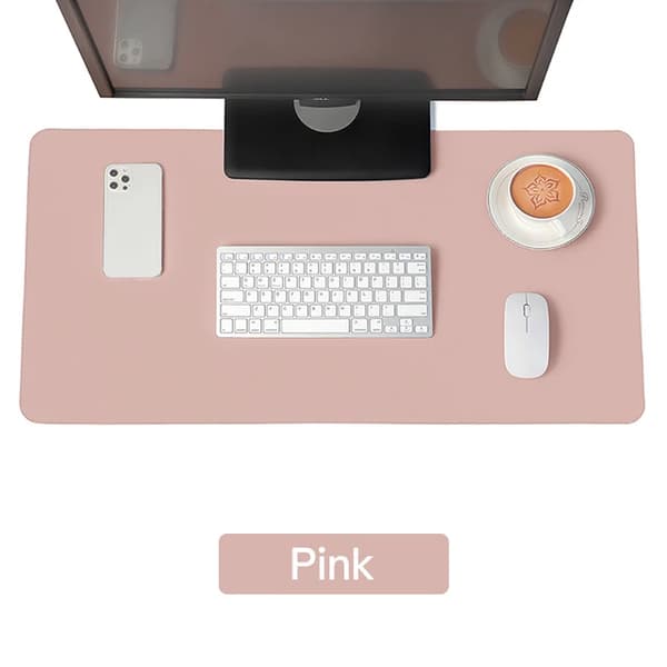Large PU Leather Office Desk Protector Mat Waterproof Mouse Pad (Pink, 60x30cm)