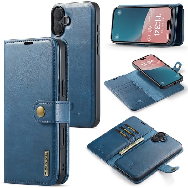 DG MING iPhone 17 2-i-1 Magnetisk Lommebokveske - Blå Blå blue