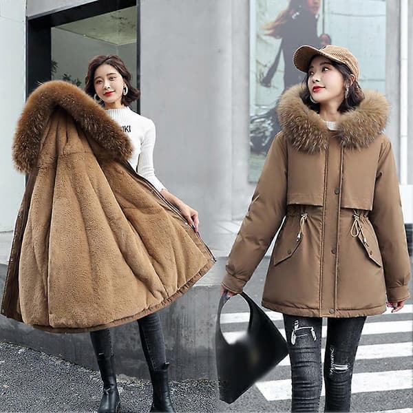 Tykkere vinterdunjakke vindtæt moderigtig jakke vinterovertøj Cafe M