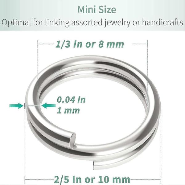 100-pack med 10 mm mini-delade hoppringar för smyckestillverkning