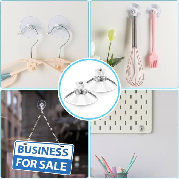 30-pack Suction Cups with Thread and Knurled Nuts M4, Transparent Threaded Suction Cup Ø 32 mm, Glass Suction Cup without Drilling for Car, Decoration