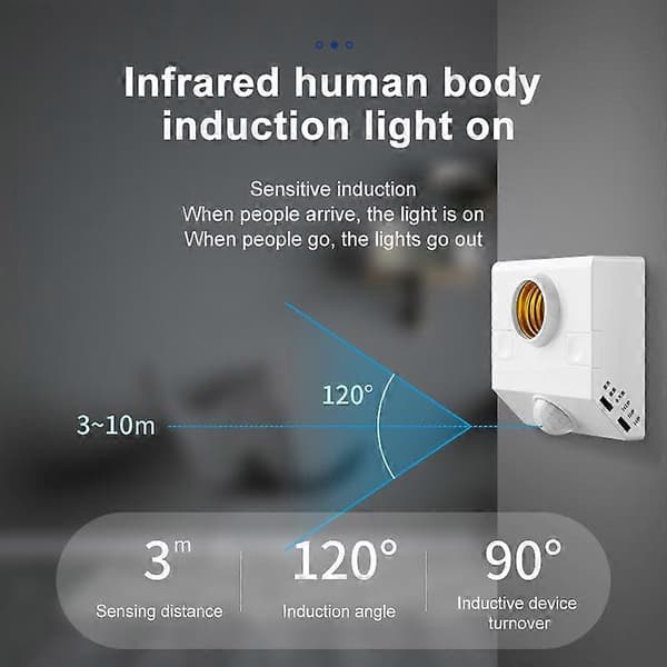 Praktisk och vacker E27 PIR Rörelsesensor Lamphållare AC180-265V Infraröd Sensor Automatisk Strömbrytare för Glödlampa Människokropp