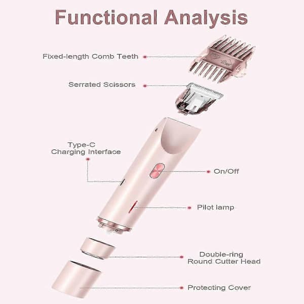 Glow Aura Bikini Shaver, GlowShave 2 i 1 barbermaskine til kvinder (pink)