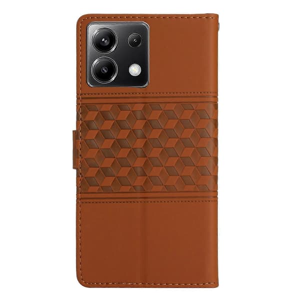 Timanttikuvioitu nahkakotelo Xiaomi Poco X6:lle Brown