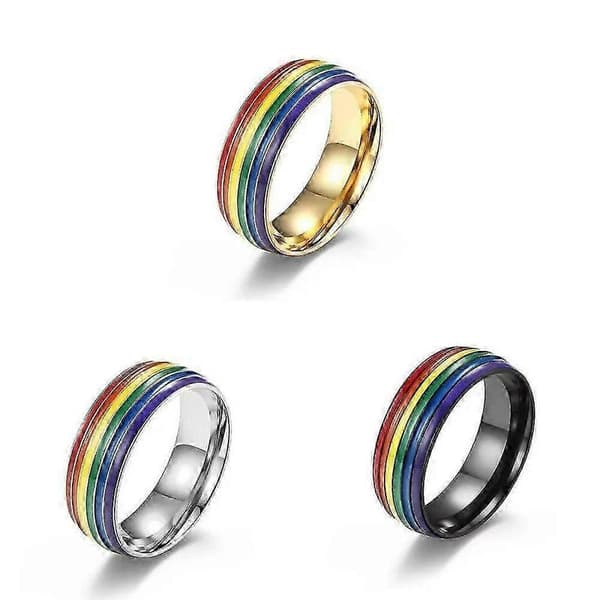Unisex parringe i rustfrit stål med regnbuestriber til fingre og knoer til mænd black 11
