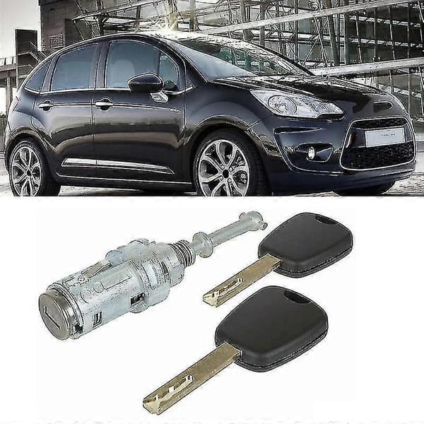 Citroen C2 C3 2002-2010 Vänster Framdörrs Låscylinder Med 2 Nycklar