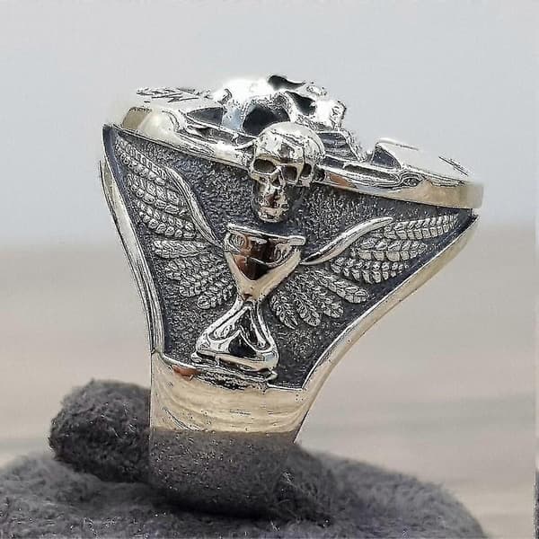 Memento Mori Hodeskalle Sterling Sølvring 7