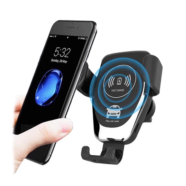 Universal trådløs billader mobil lader mobilholder Qi svart black