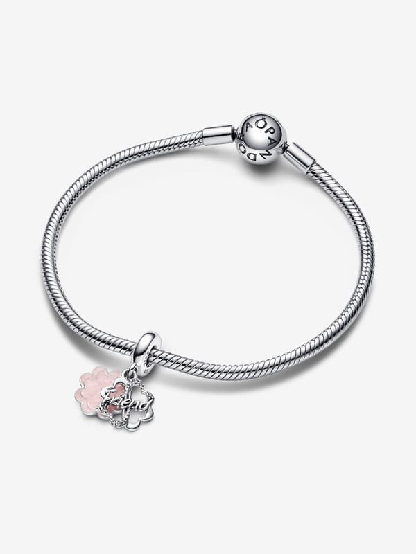 Pandora - Firkløver Venskab Dobbelt Dingle-charm - Sterlingsølv