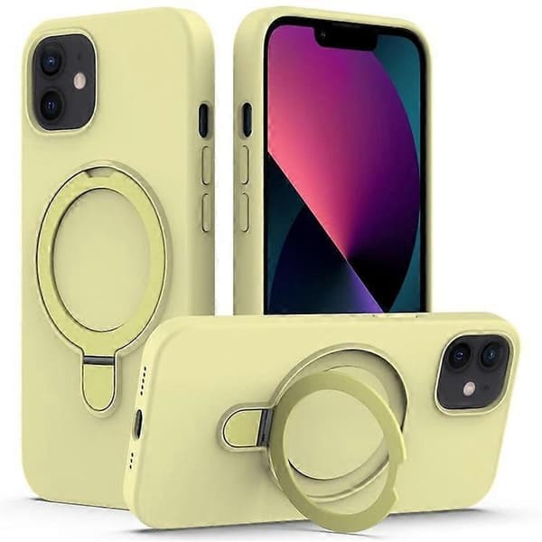 Kompatibelt magnetisk deksel til iPhone 11 med ringstativ PC + silikon, fallsikkert telefondeksel Yellow
