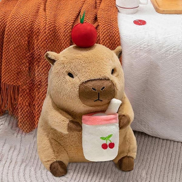 Capybara Udstoppede Legetøj, Plys Capybara Dukke, Sød Capybara Udstoppede Dyr 30cm Cherry