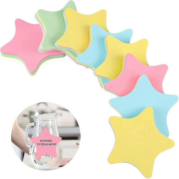 8 blokke stjerneformede sticky notes, blandede farver stjerne selvklæbende noter post memo til hjemmeskolekontor, 800 ark