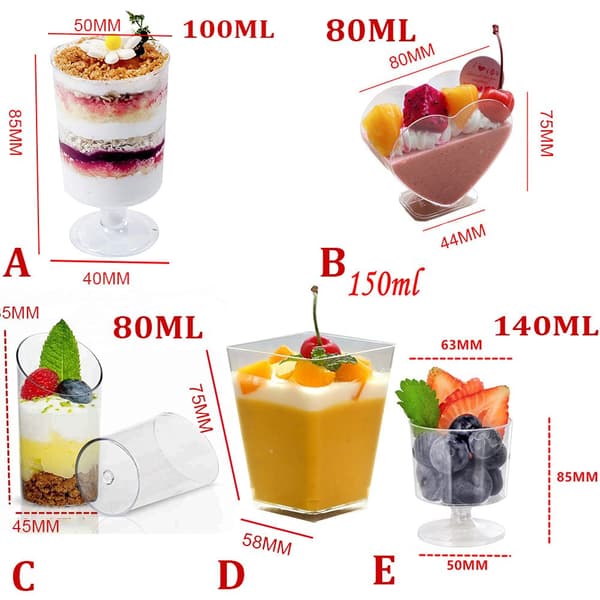 20 stk Plastmousse Dessertkopper C-80ML