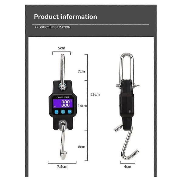 WeiHeng C06 Electronic Crane Scale Handheld Hook Scale 300kg/50g Portable Rechargeable Hanging Scale Black Without Bluetooth Black Black A